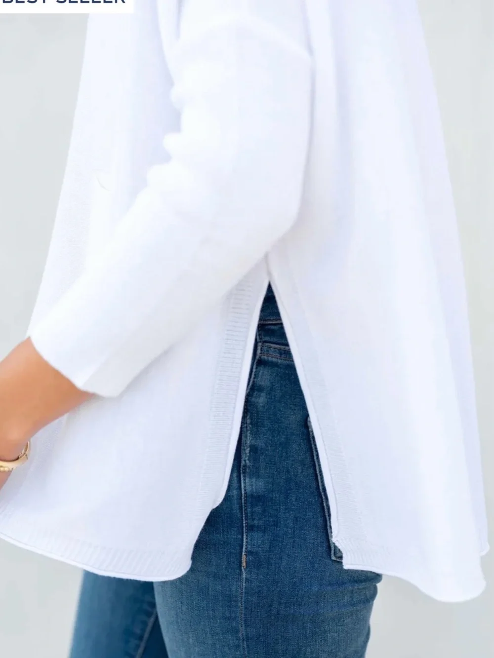 Mersea Catalina Sweater White Top Women's OS One Size Relaxed Travel Coastal - Picture 2 of 16